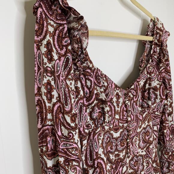 For the Love of Lemons Paisley Pink Mini Dress Womens X-Small - Picture 8 of 16
